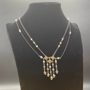 1990s Erickson Beamon 2-Strand Smokey Crystal Waterfall Necklace — EUC